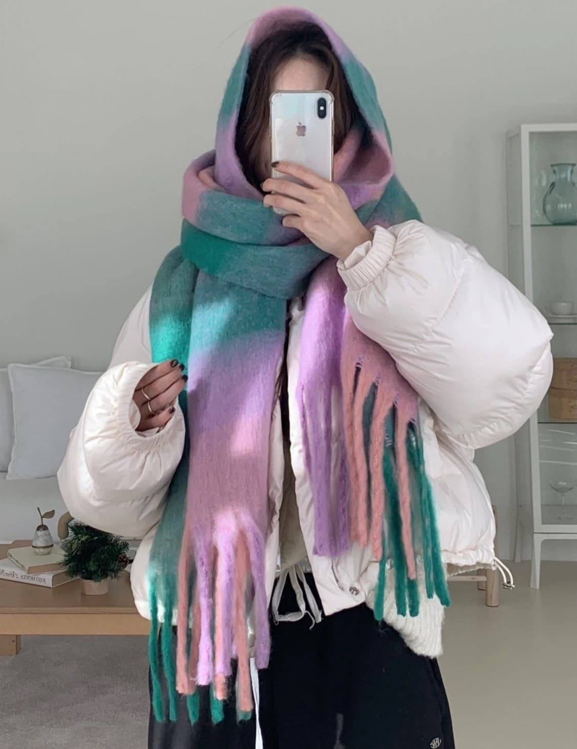 파스텔톤 믹스 컬러 롱 머플러 목도리 새상품 :) 상품이미지2