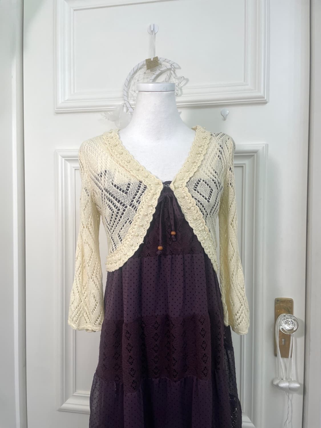 butter cream pearl point crochet bolero 상품이미지1