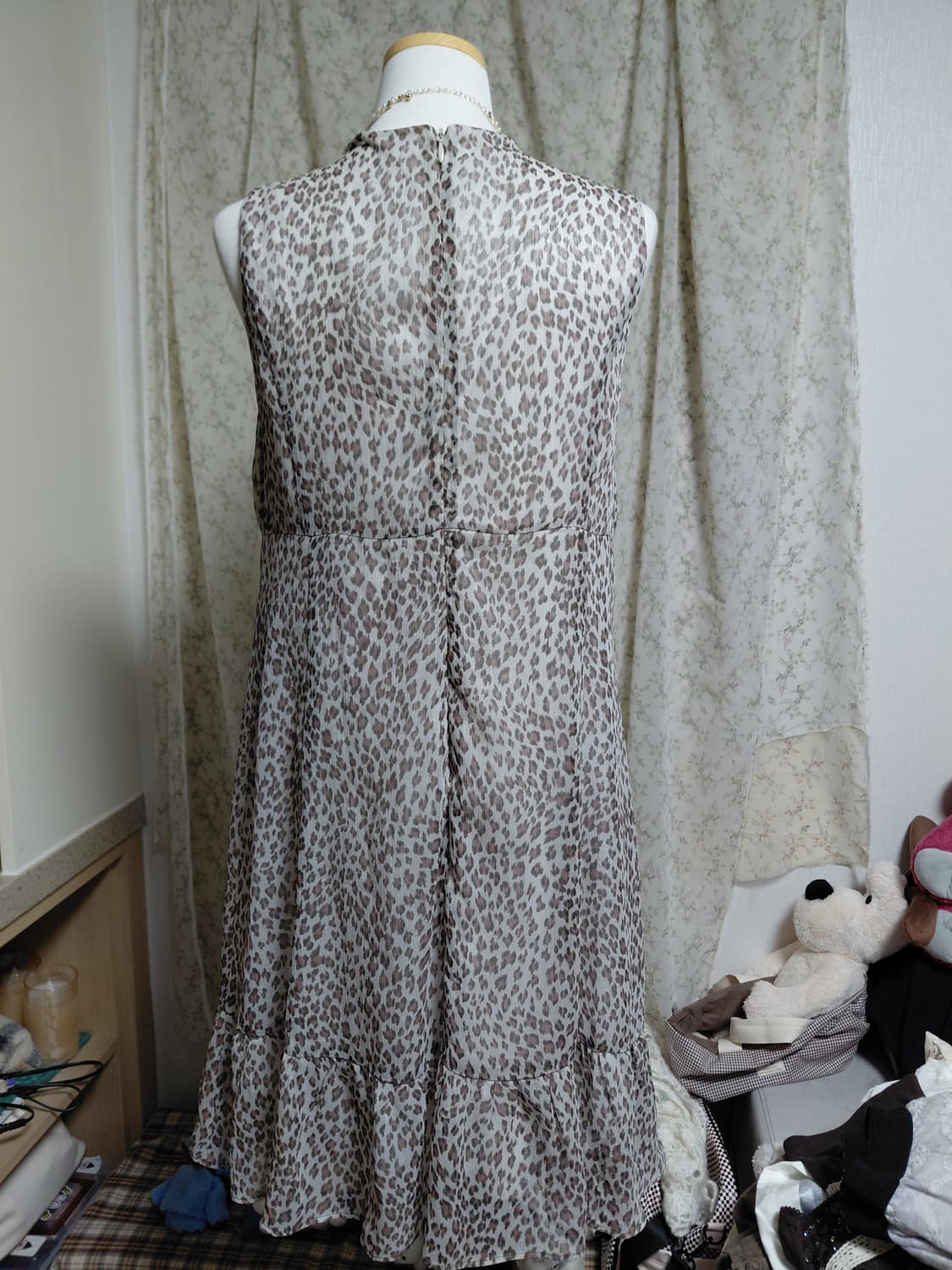 [갸루] 쉬폰 레오파드 롱 원피스 상품이미지2