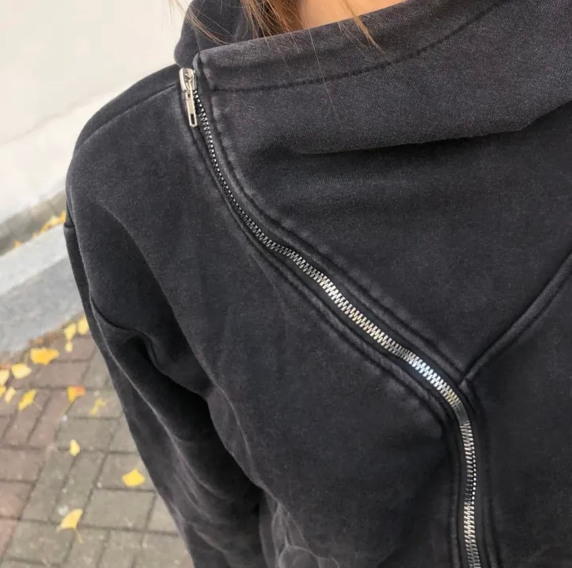 워싱 사선 스트릿 후드집업 상품이미지2