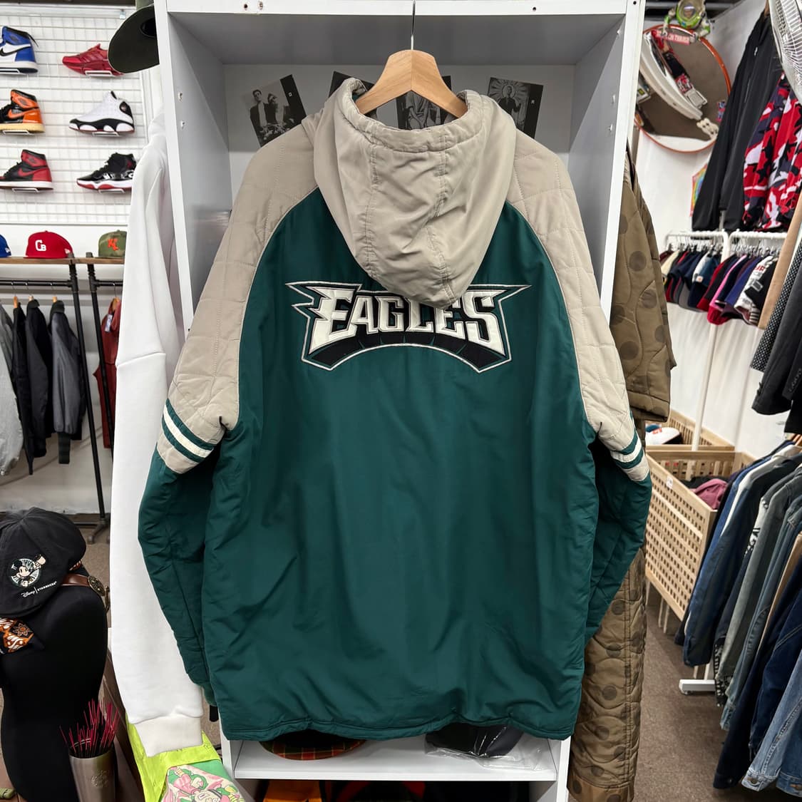 (2XL) NFL 필라델피아 이글스 올드스쿨 누빔 후드 점퍼 상품이미지3