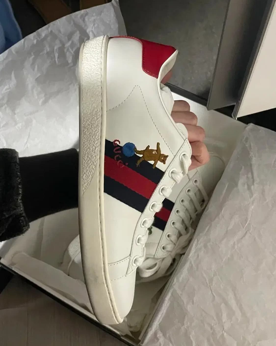 구찌에이스 플라워 스니커즈 37 240 운동화 화이트자수 테디 곰돌이 상품이미지7