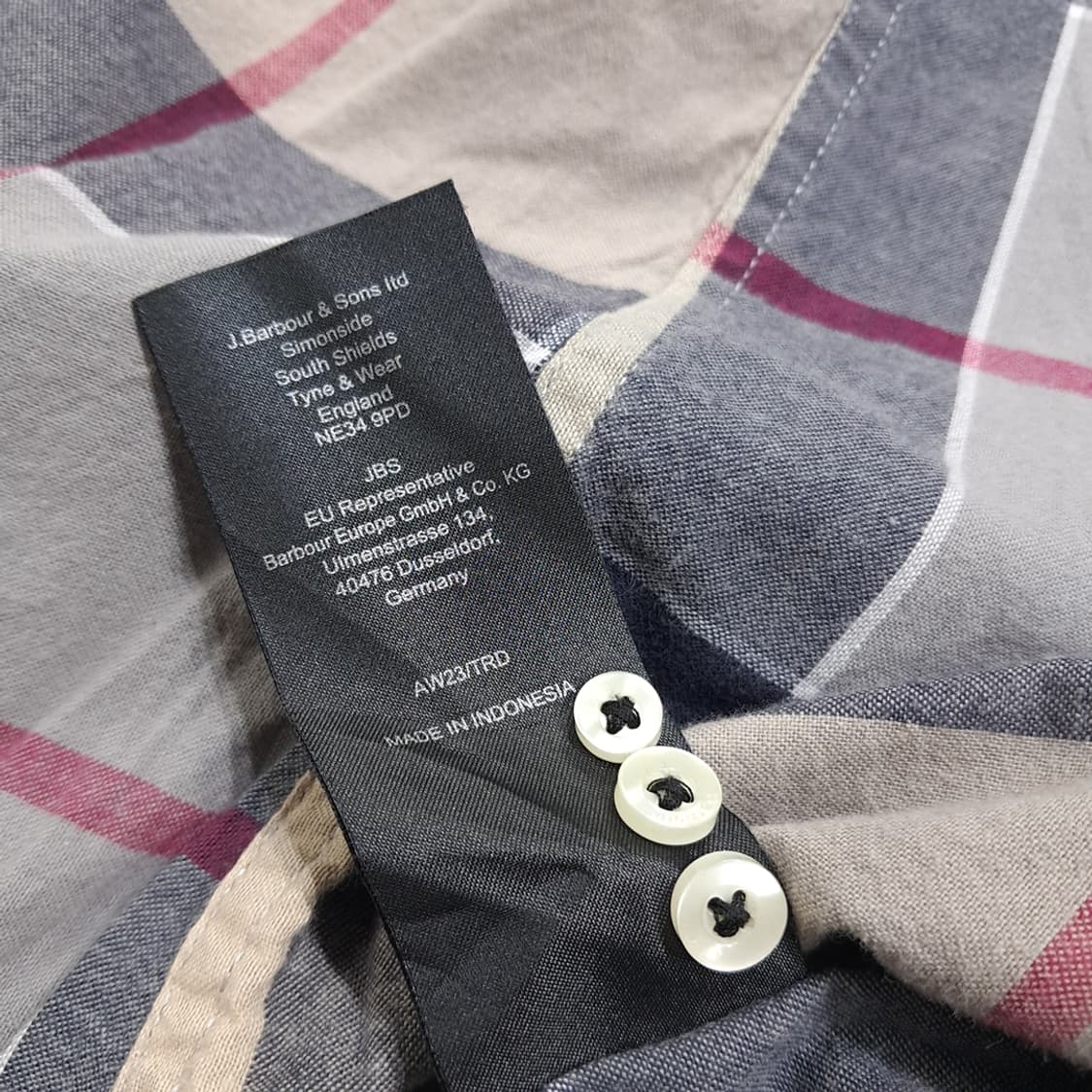 CL670 L 바버 클래식 타탄체크 버튼다운 베이지 셔츠 남방 상품이미지5