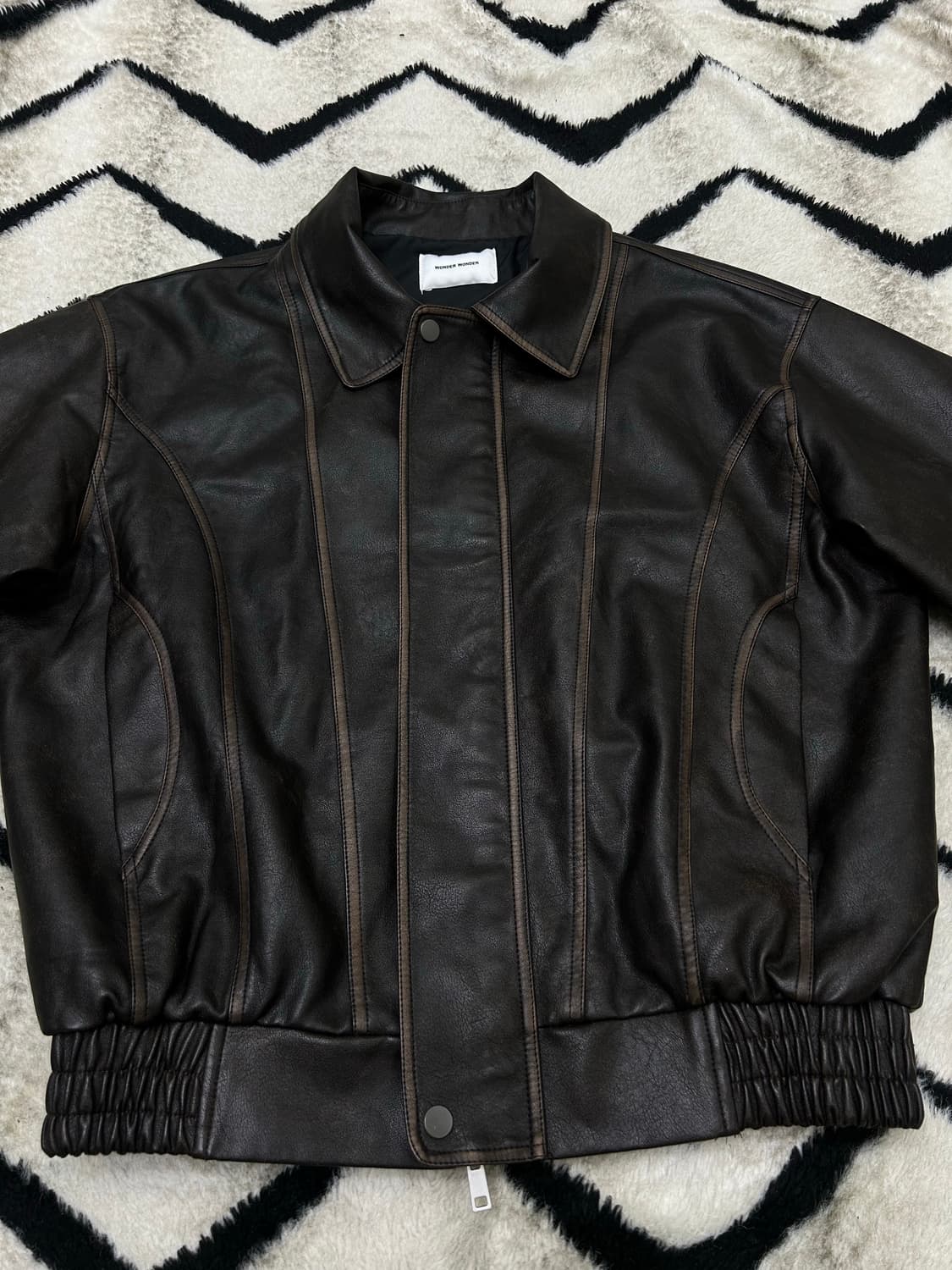 [os]원더원더 버핑레더 자켓/짙은브라운 상품이미지3