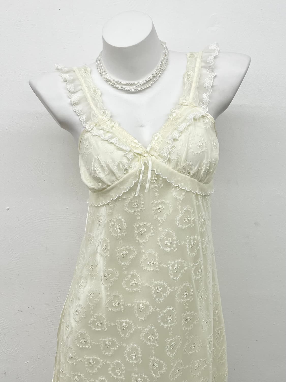 히메갸루 크림 레이스 자수 슬립 상품이미지2