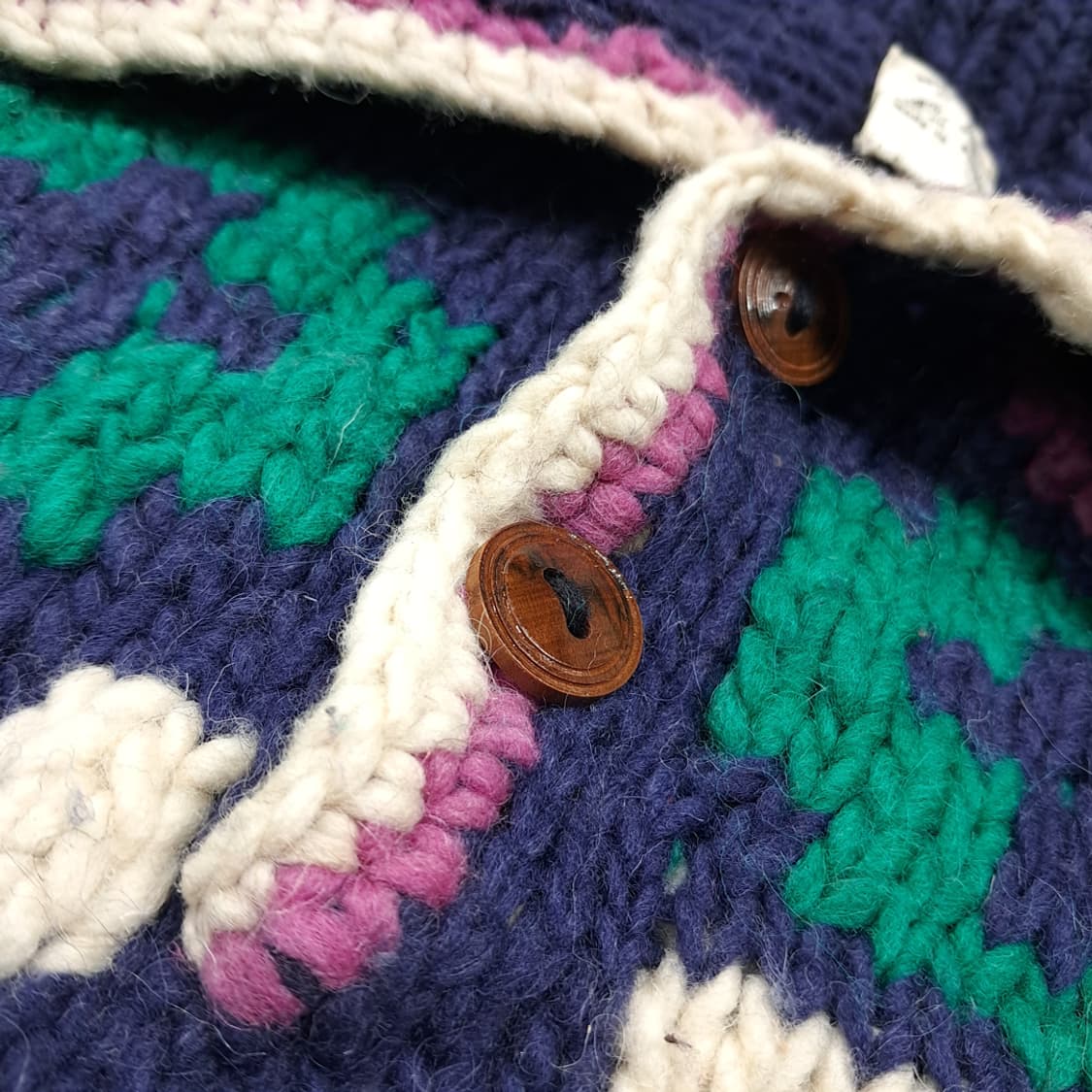 CL207 2XL 이달고 에콰도르 핸드니트 울 에스닉 네이비 헨리넥 상품이미지5