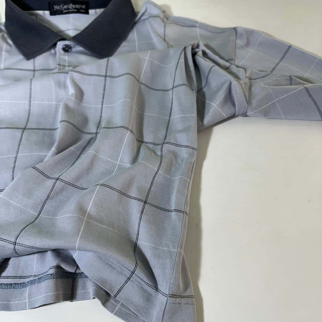 105 L 입생로랑 YSL 카라넥 빅체크 코튼 PK티 상품이미지5