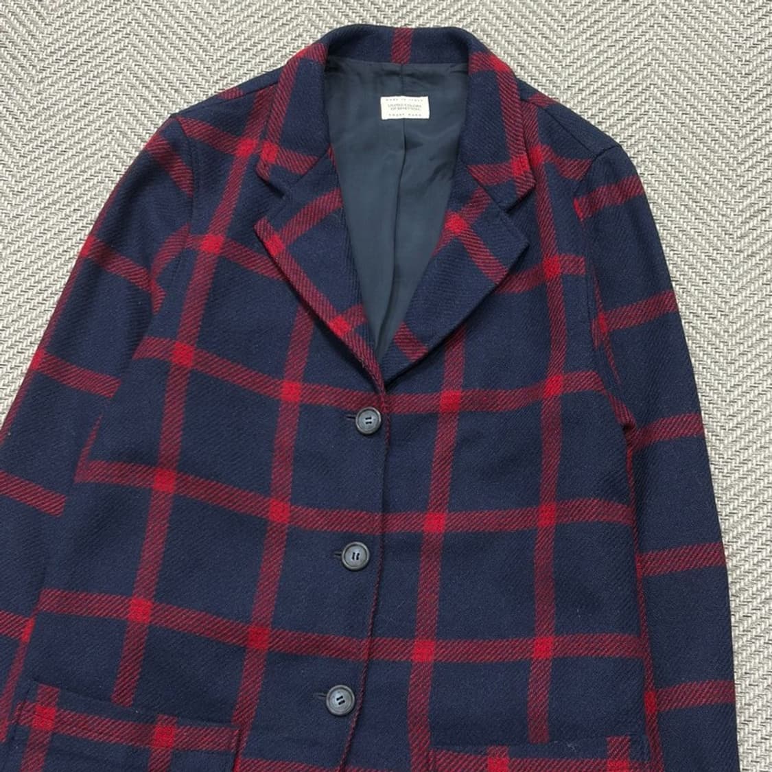 베네통 울블렌드 체크코트 v1957 상품이미지3