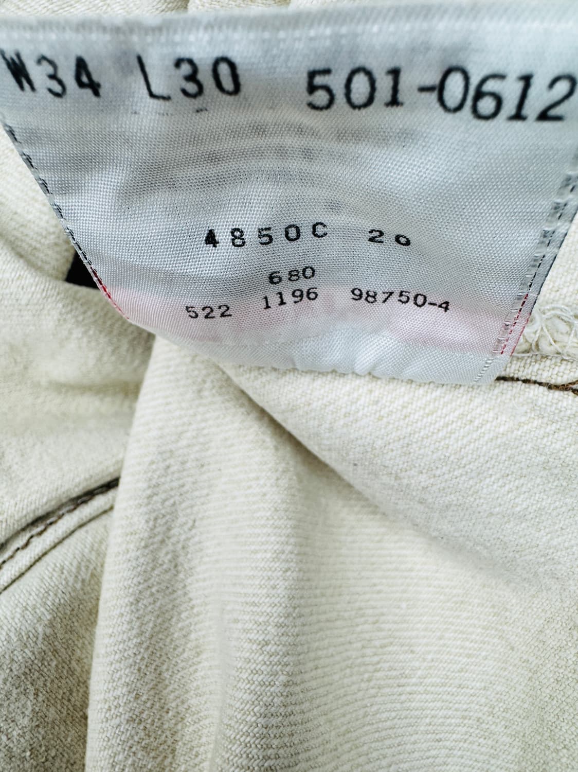 빈티지 90s 리바이스 501 아이보리 34/30 상품이미지6