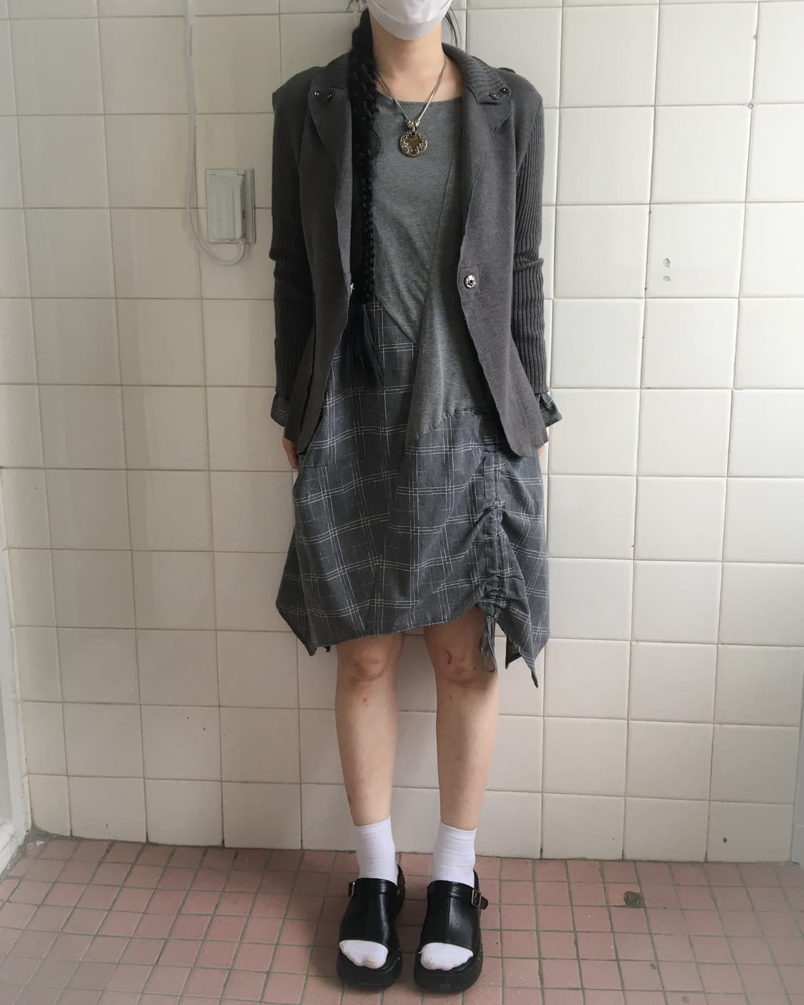 Check pattern layered shirring point one 상품이미지8