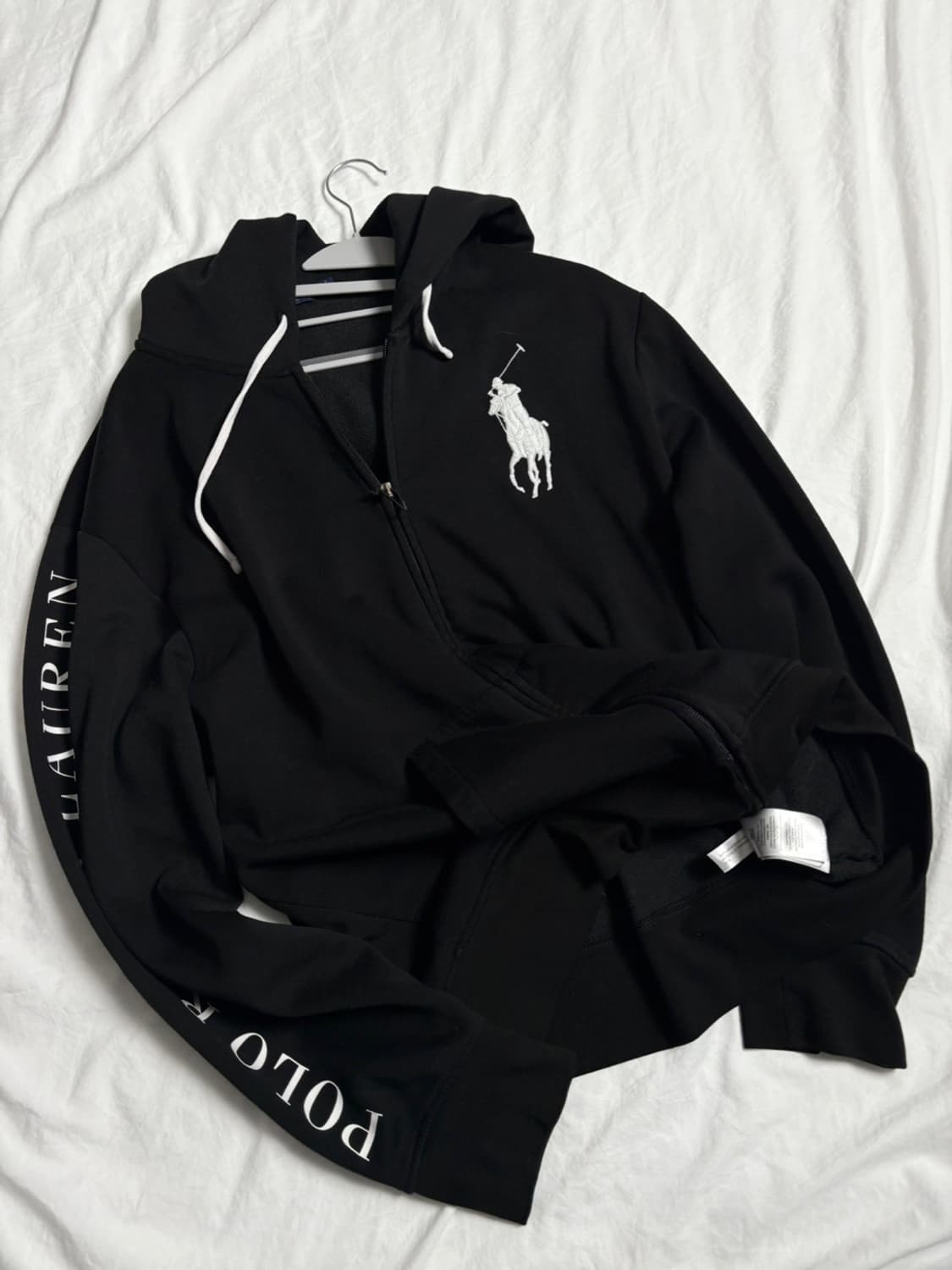 폴로 빅포니 레터링 블랙 후드집업 상품이미지5