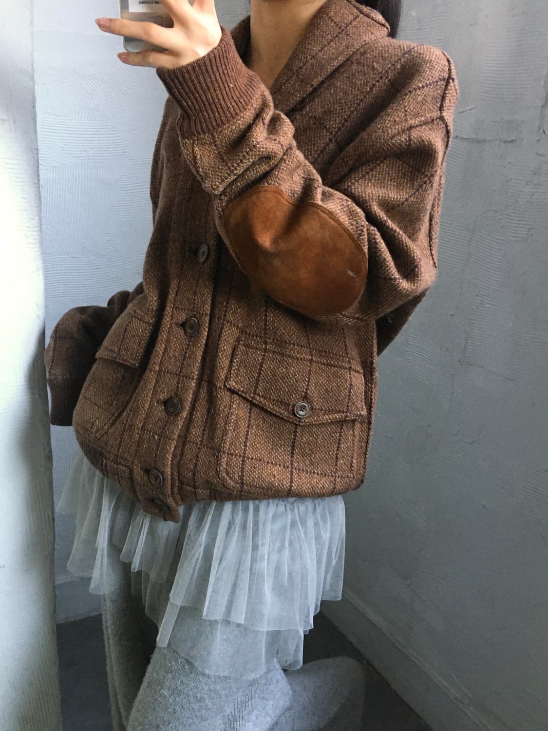 폴로랄프로렌 헤비 울 브라운 체크 가디건 자켓 상품이미지3