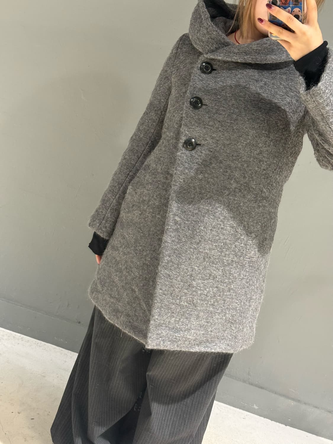 big hood side button detail coat  상품이미지5