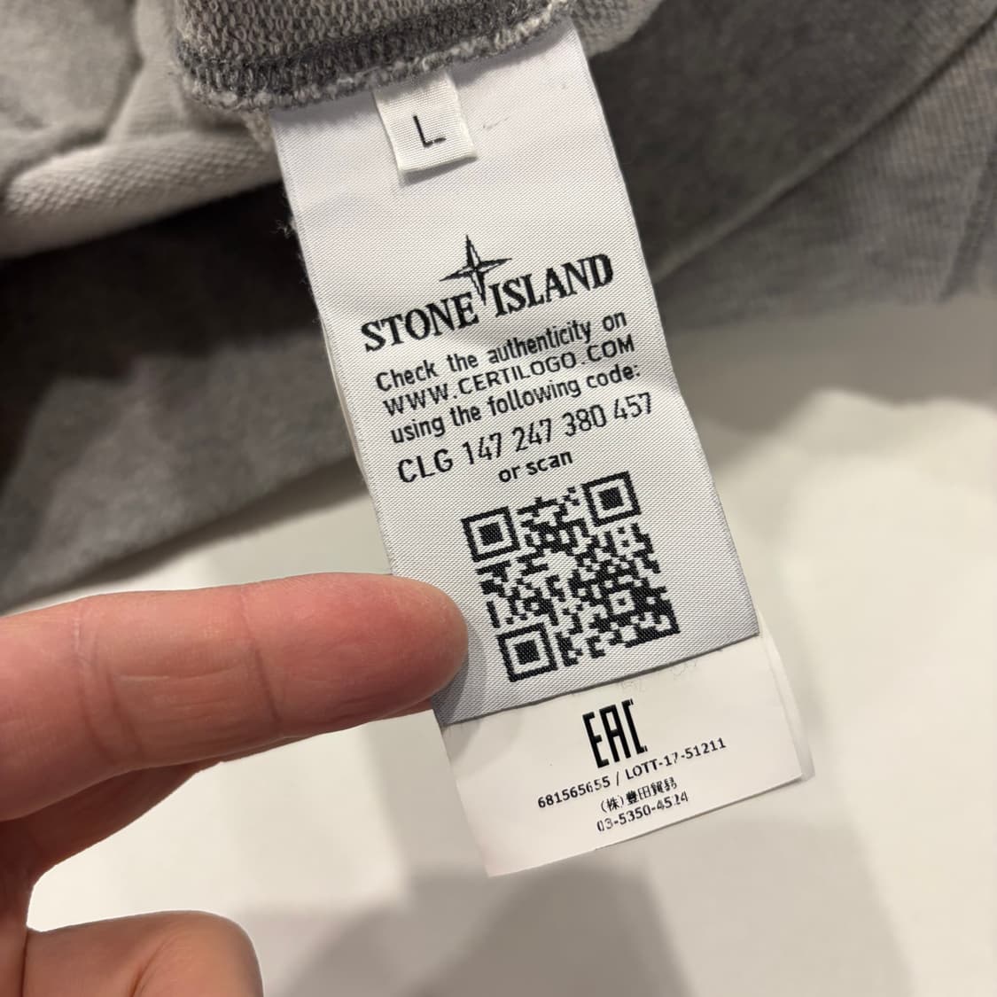[L] 스톤아일랜드 맨투맨 티셔츠 그레이 노와펜 C114 상품이미지7