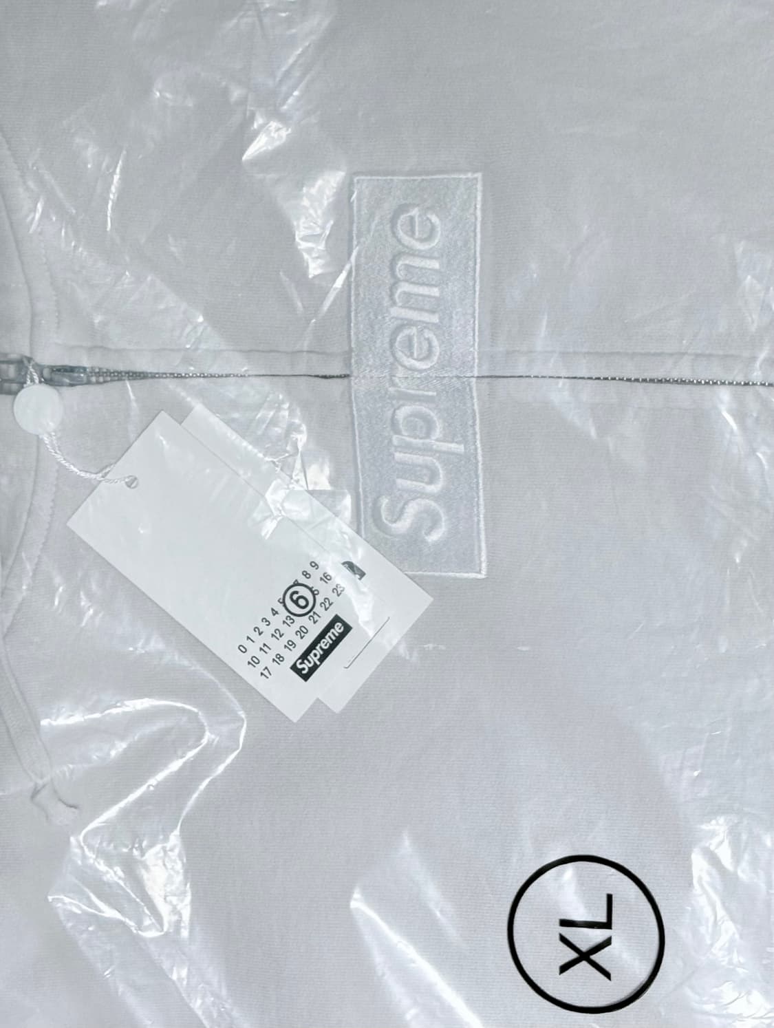 슈프림 x MM6 메종 마르지엘라 박스로고 집업 후드 화이트 XL 상품이미지5