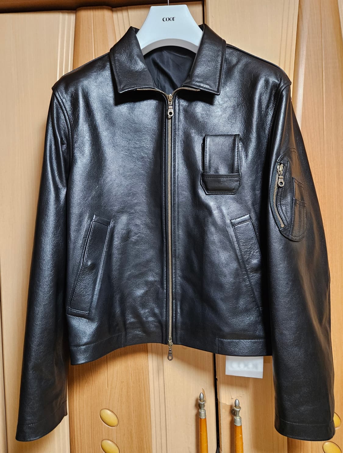 쿠어 고트 파일럿 레더 점퍼 블랙 상품이미지3