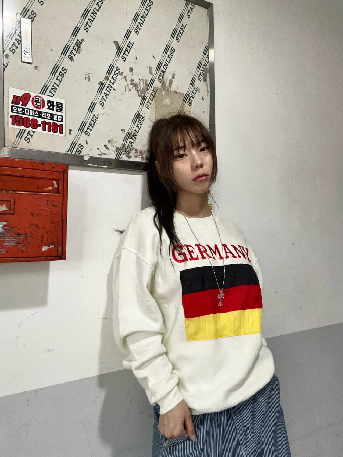 90s RUSELL 독일 젤마니 아이보리 맨투맨 상품이미지1