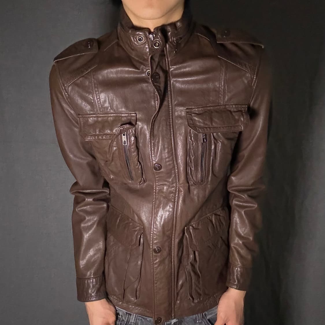 vintage pocket leather jacket 상품이미지4