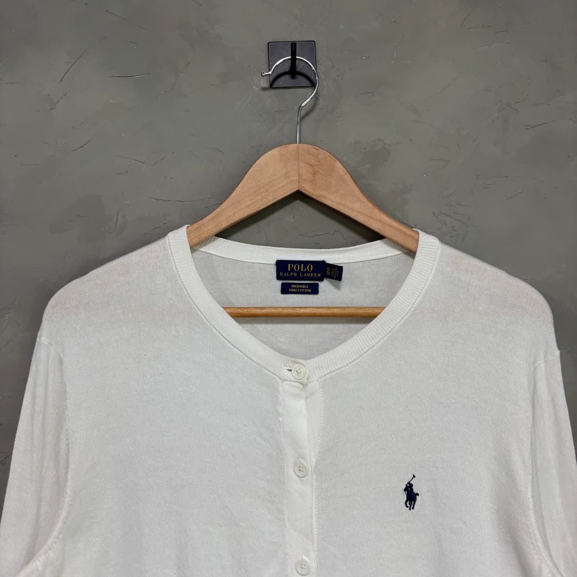 폴로 랄프로렌 신형 워셔블 피마코튼 니트 가디건 화이트 상품이미지2