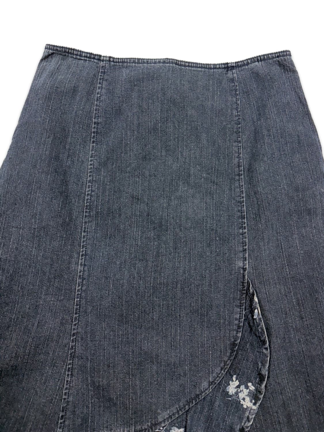 빈티지 네이비 데님 모리 프릴 미디 스커트 상품이미지3