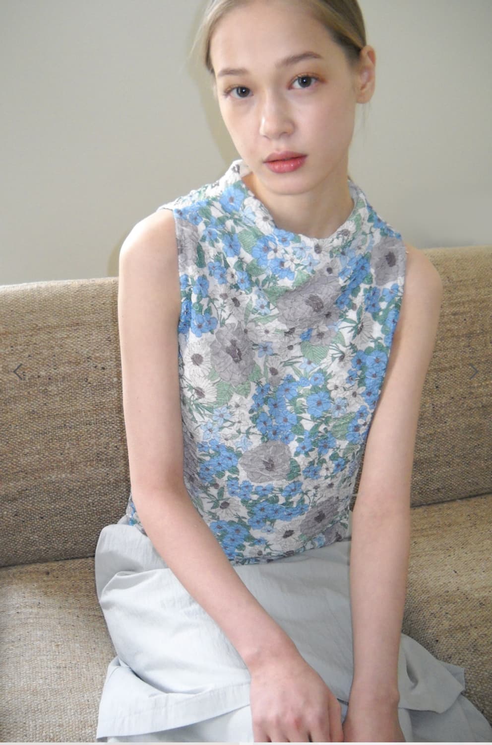 [Pesto] FRORAL SLEEVELESS TOP AQUA 상품이미지2