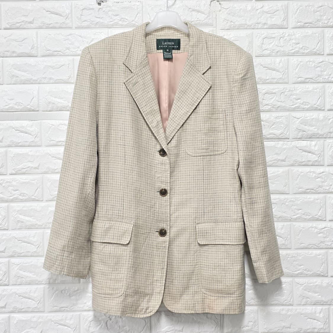 폴로 랄프로렌 여성 린넨 체크 자켓 L 상품이미지1