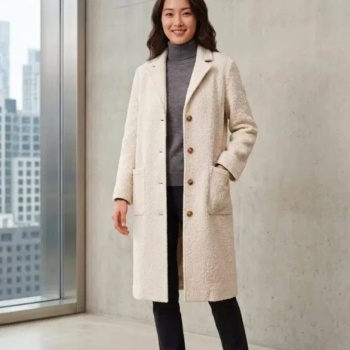 (새상품급) 3.1 필립림 실크 아이보리 롱코트 ~55 상품이미지1