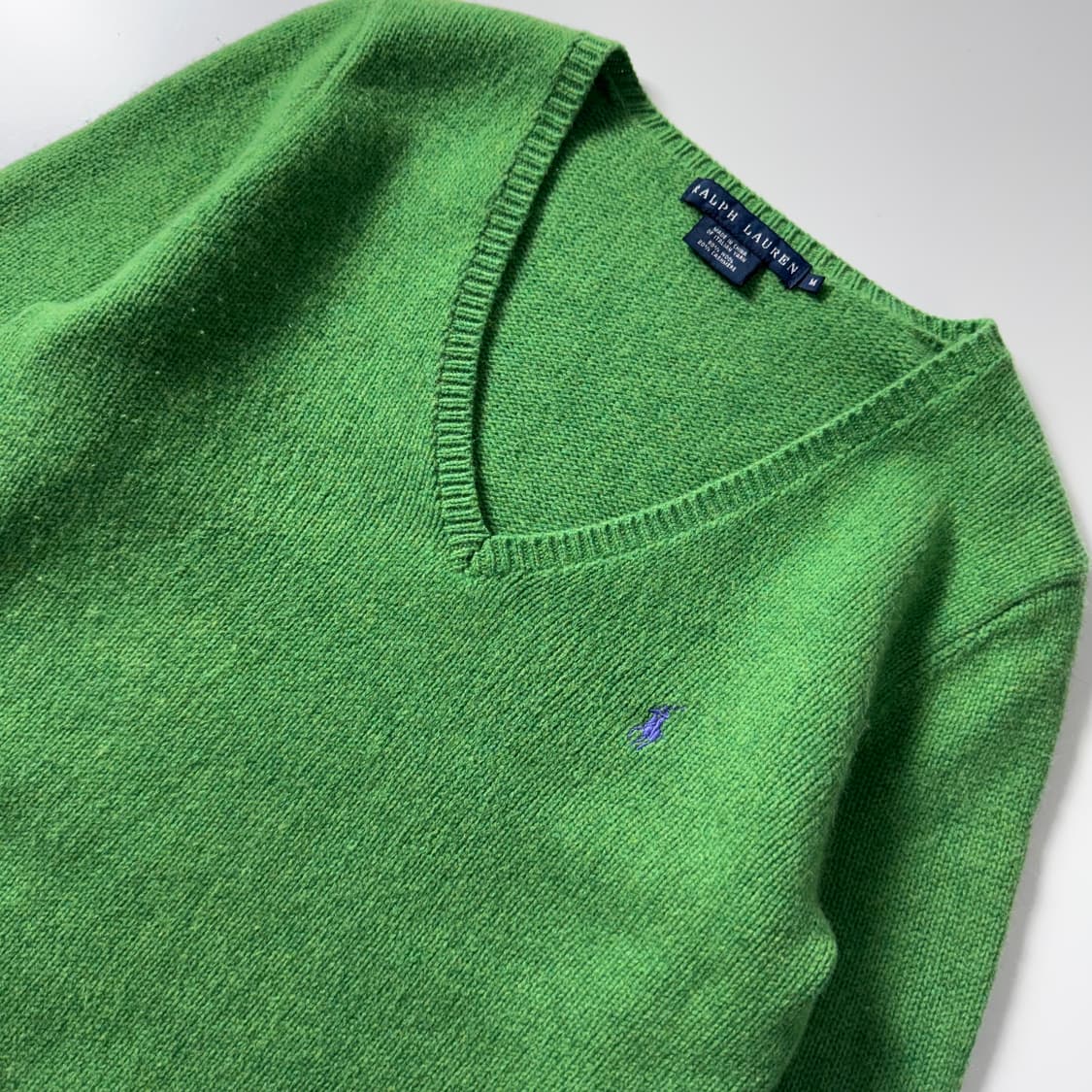 Polo  랄프로렌 자수 울캐시미어 그린 브이넥 니트   상품이미지2
