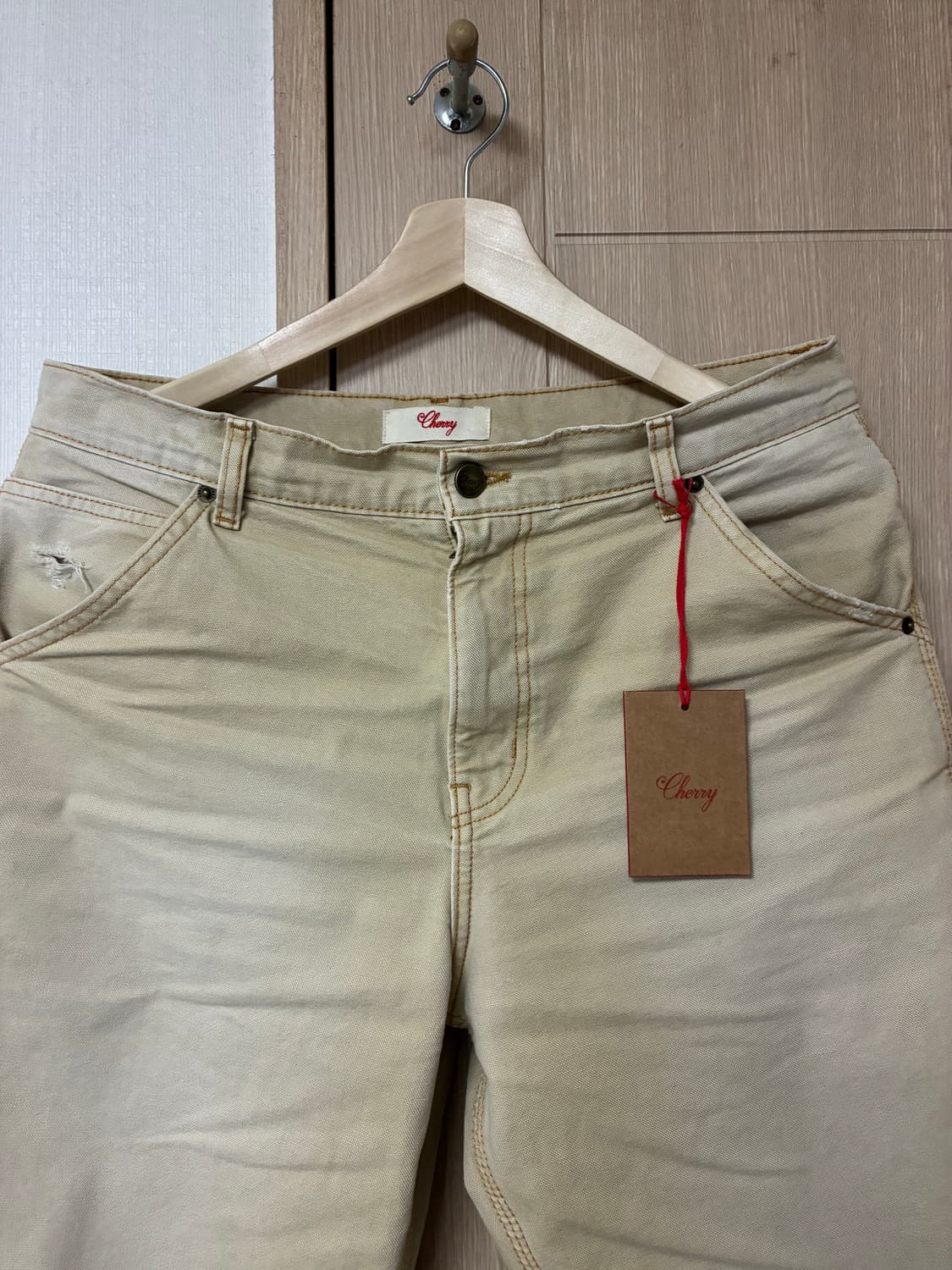 [32]cherry la 와이드레그 카펜터 팬츠 선페이드 베이지 상품이미지3