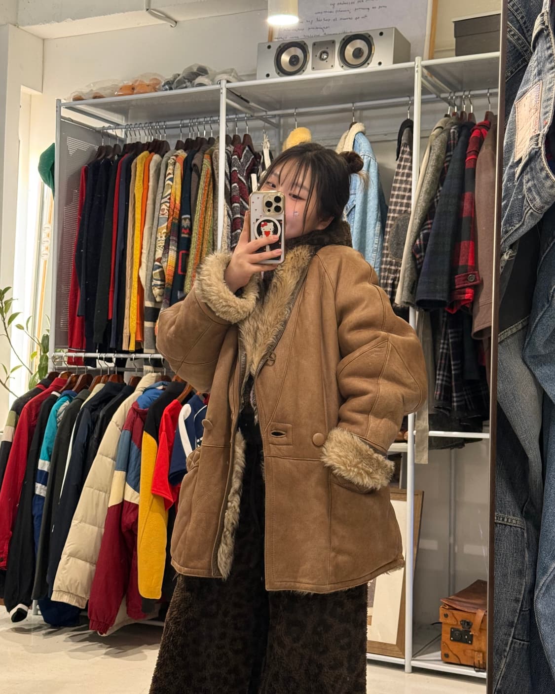 90s 이벨렌 양가죽 양털 무스탕 상품이미지1