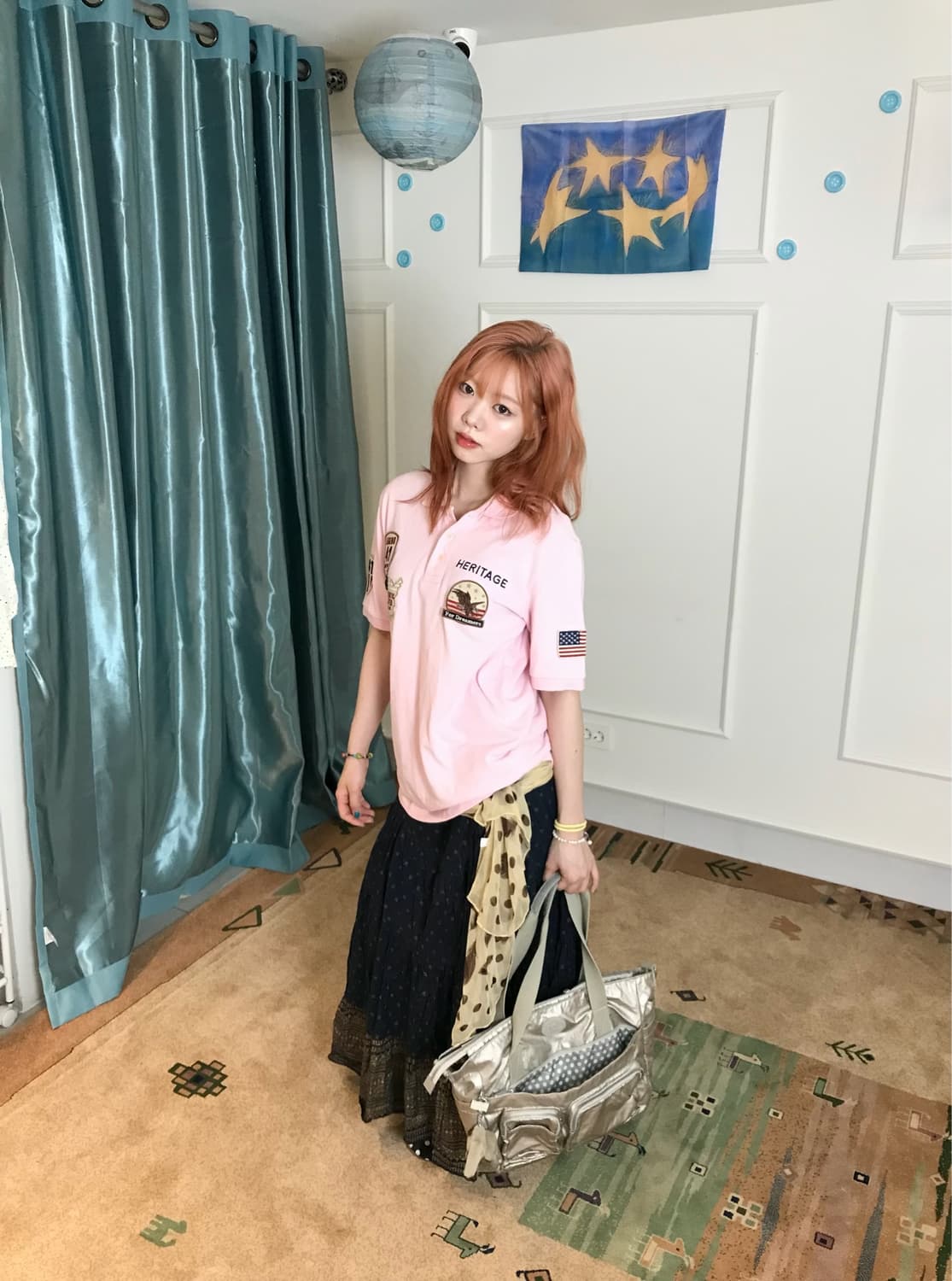 스포티한 와펜 디테일과 러블리한 컬러감이 조화로운. 미국 하이틴 무드•• 상품이미지2