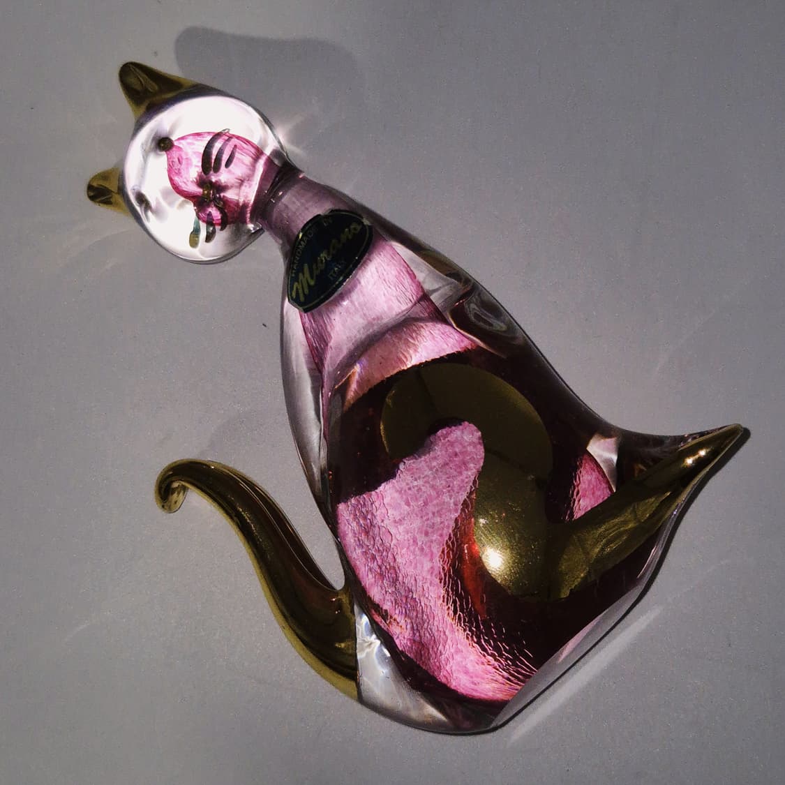 70s 이탈리아 무라노 컬러 22k 유리 고양이 상품이미지7