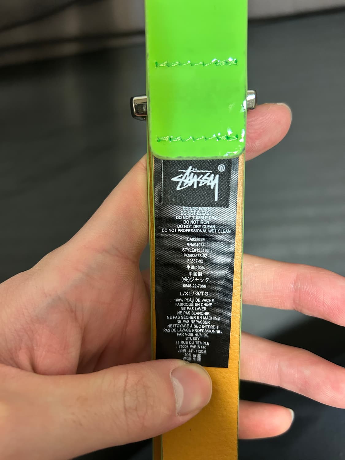 Stussy 스투시 레더 벨트 네온그린 상품이미지5