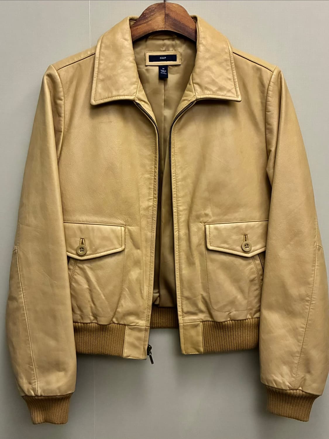 (S~M)00s GAP 올드갭 밀리터리 봄버 레더자켓 가죽자켓 우먼스 상품이미지8