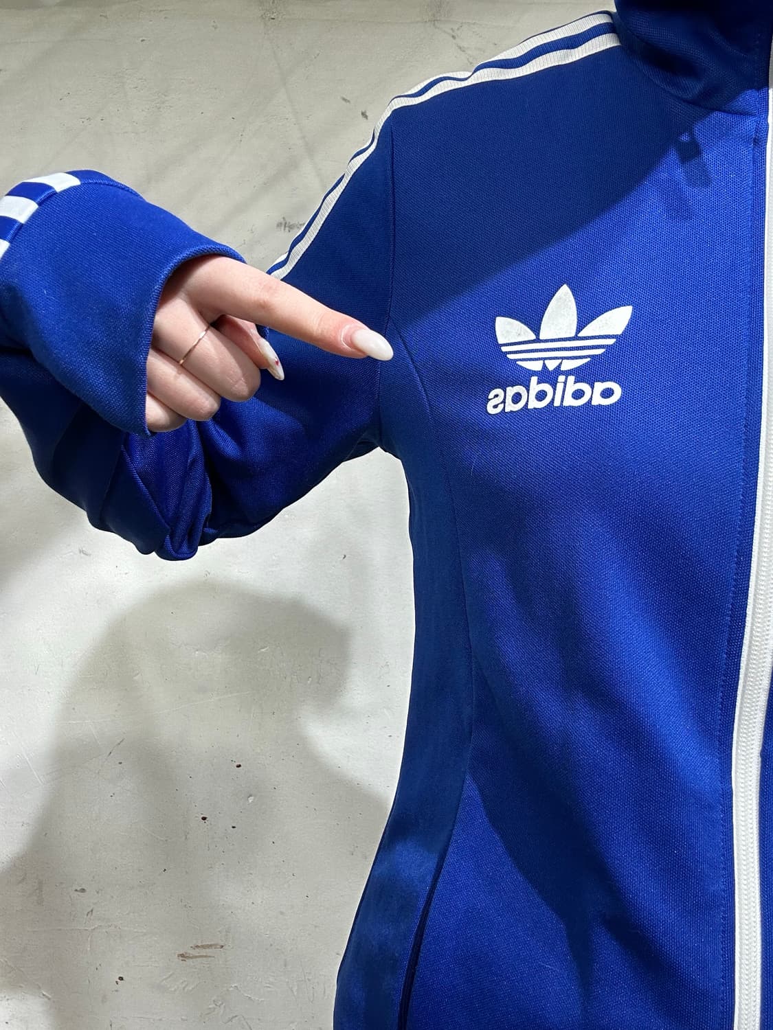 아디다스 블루 유로파 화이트 삼선 로고 트랙탑 져지 95 상품이미지4