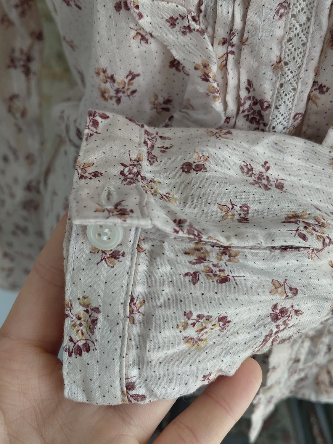 [빈티지] 플라워 프린트 프릴 장식 블라우스 지뢰계 상품이미지6