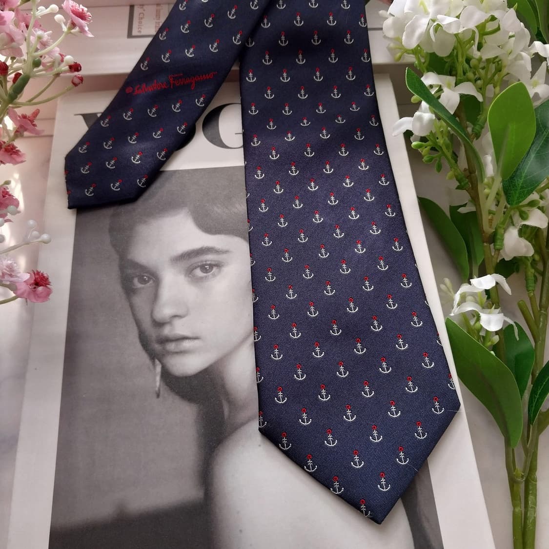 페라가모 실크 네이비 앵커 패턴 넥타이 7.3cm A+등급 K1726
 상품이미지6