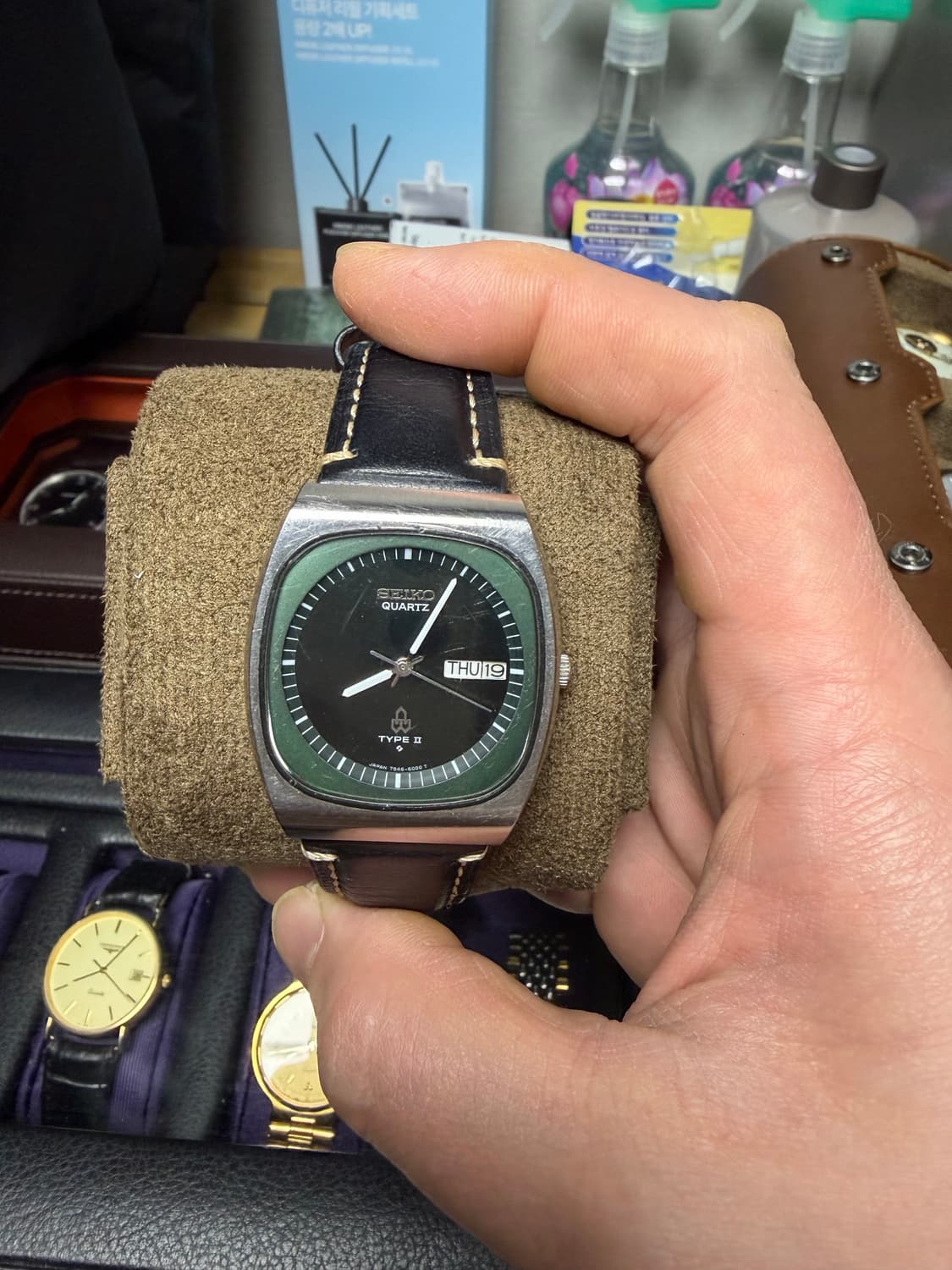 세이코 쿼츠 TYPE II 빈티지 시계 그린 상품이미지1