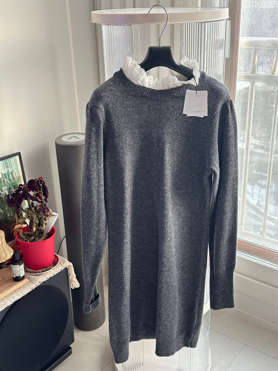 (택 달린 새상품) 산드로(Sandro) 프릴 탈부착 니트 원피스 38 상품이미지2