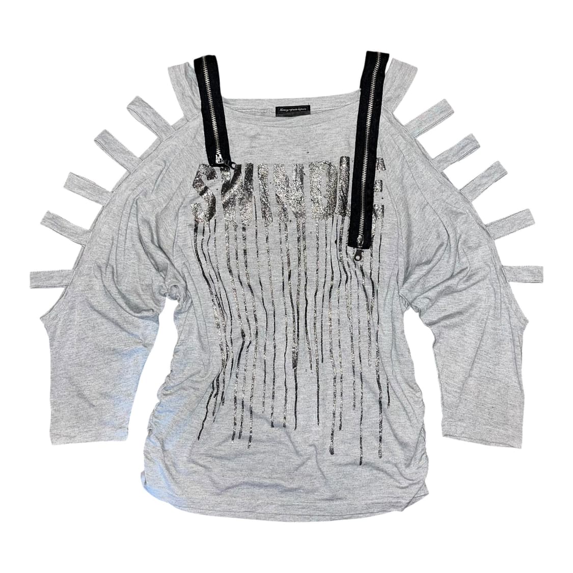 셔링 글리터 프린팅 긴팔티 갸루y2k펑크 상품이미지1