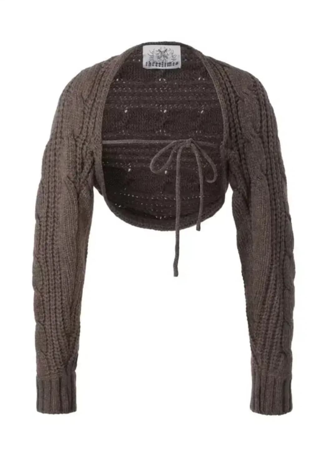 쓰리타임즈 케이블 볼레로 브라운 상품이미지1