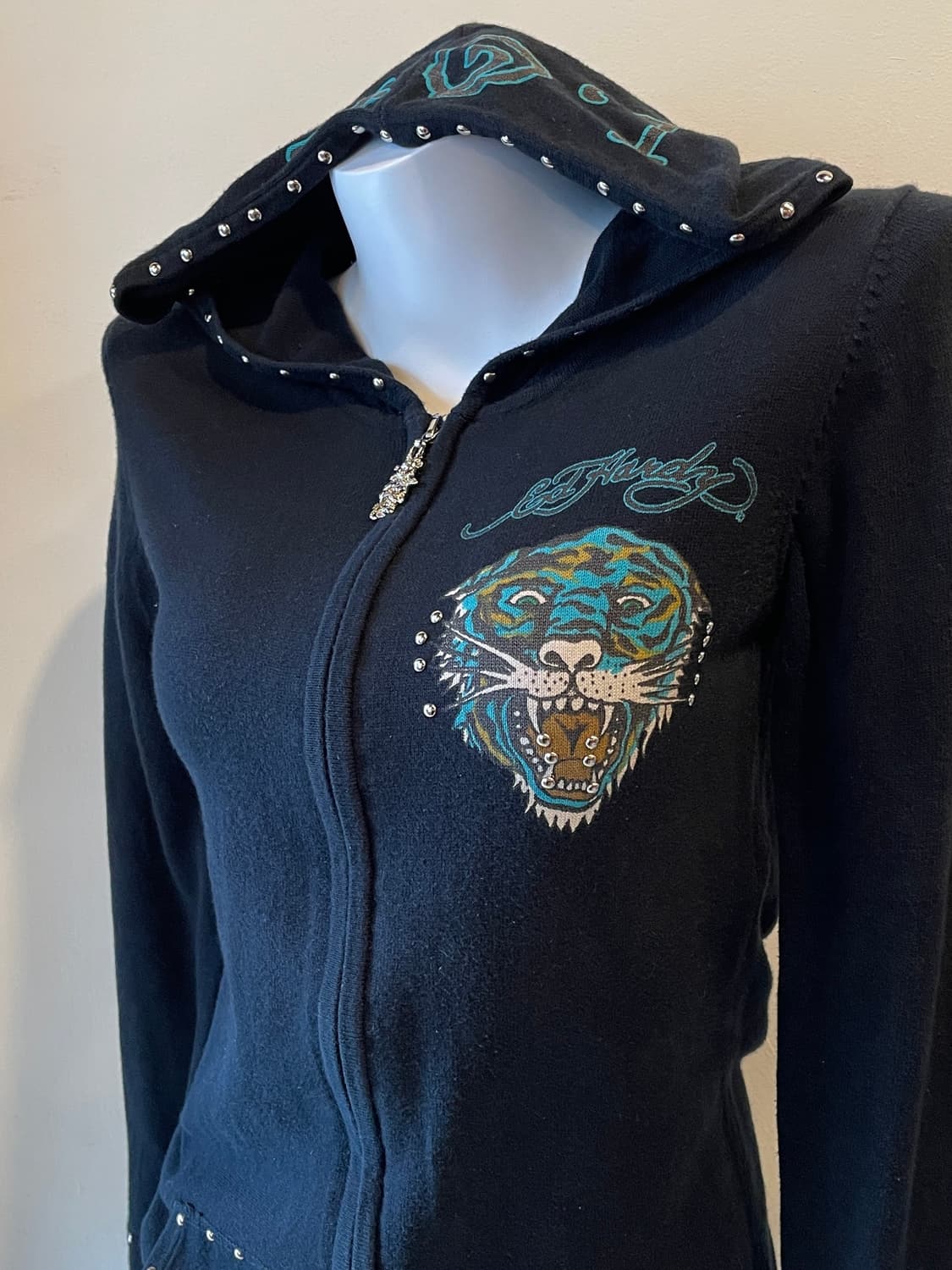 ed hardy 에드하디 호랑이 다크네이비 롱후드 집업 펑크 갸루 y2k 상품이미지2