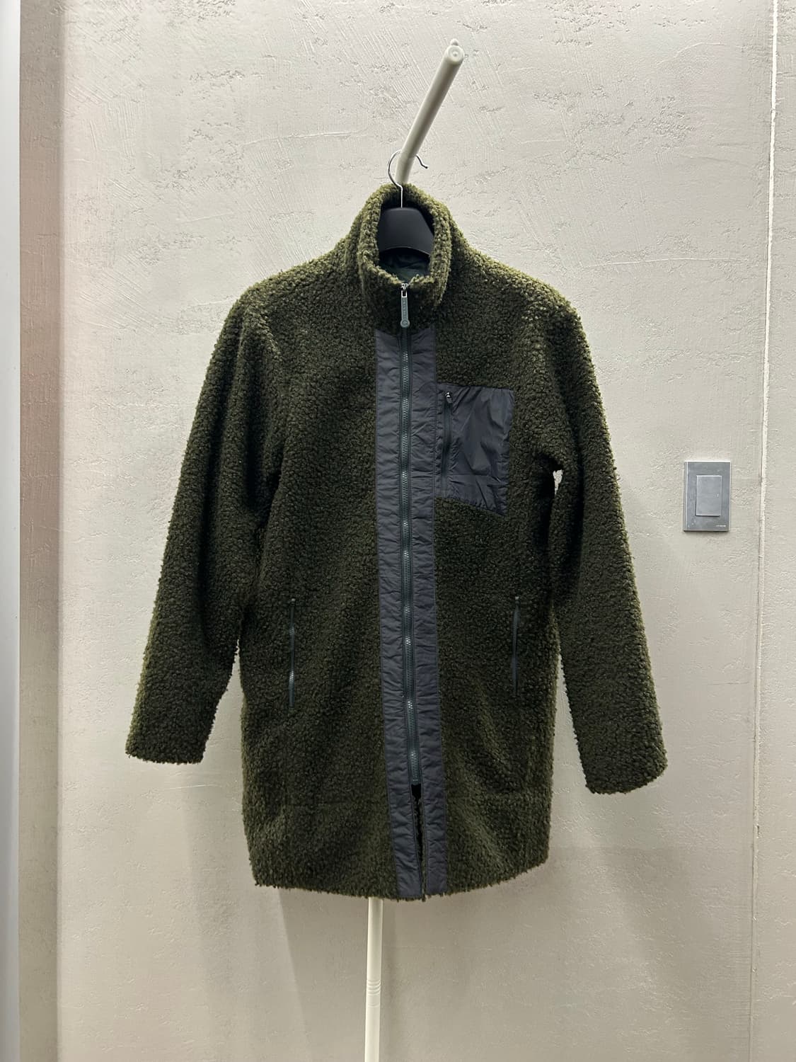 GENERALIDEA 플리스 집업 롱 자켓 올리브 상품이미지4