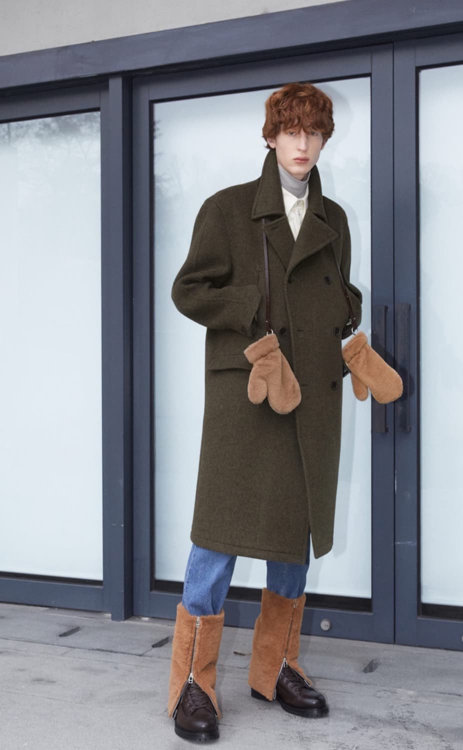 타일레 멜톤울 더블 브레스티드 오피서 코트 브라운 상품이미지1