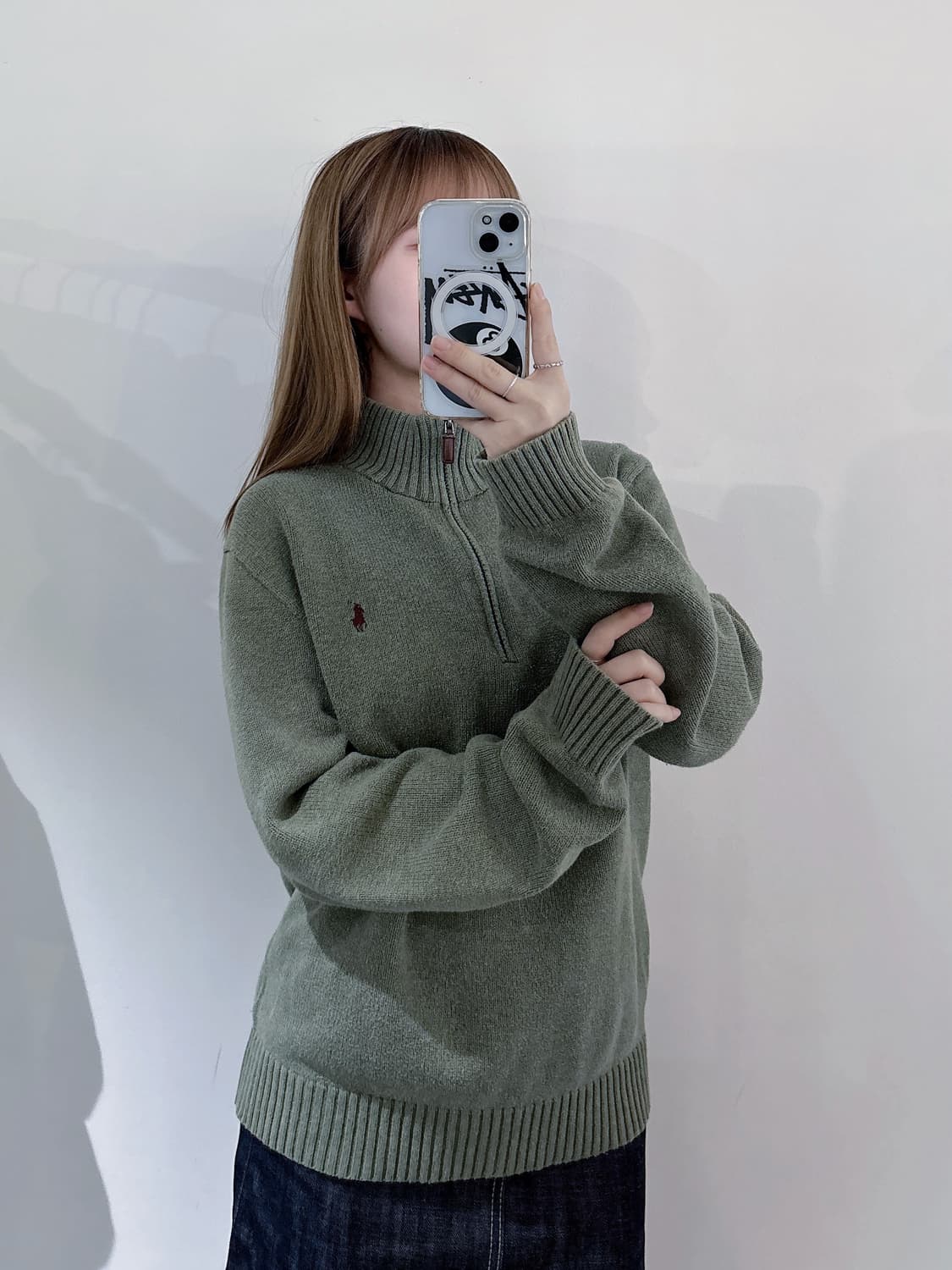 폴로랄프로렌 버건디포니 말차 니트 반집업 상품이미지1