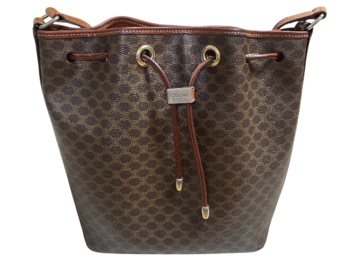 셀린느 빈티지 드로스트링 버킷백 브라운 트리오페 크로스백 마카담 캔버스 상품이미지1