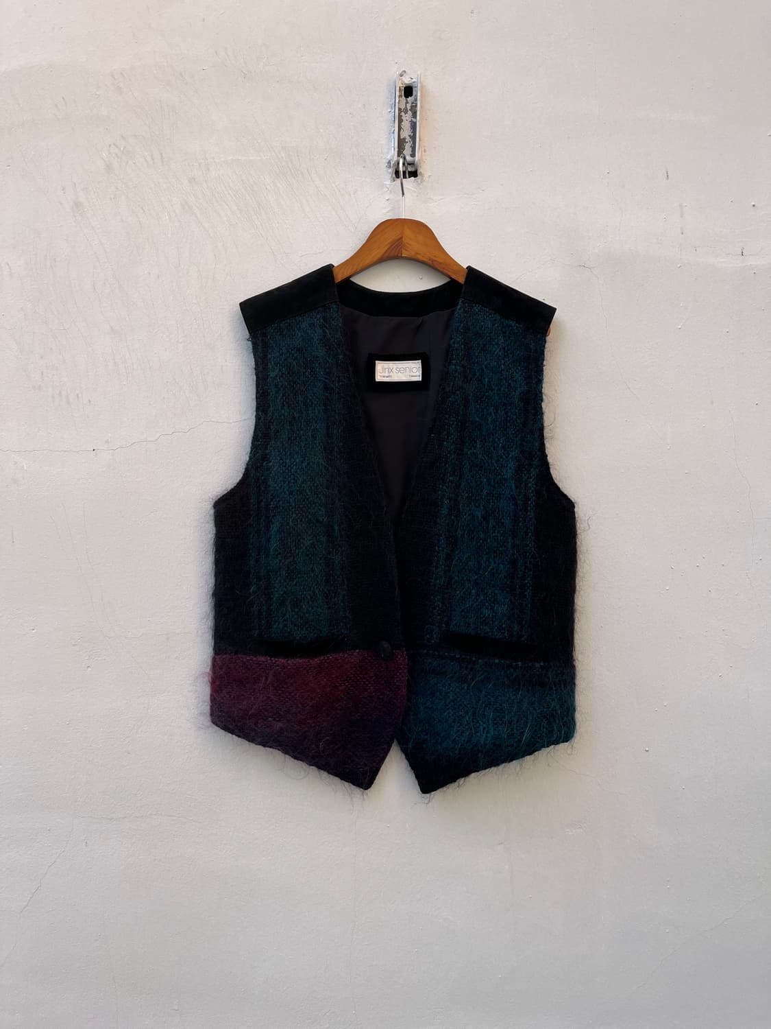 Vintage(Made in canada) 모헤어 레더 도킹 베스트  상품이미지1