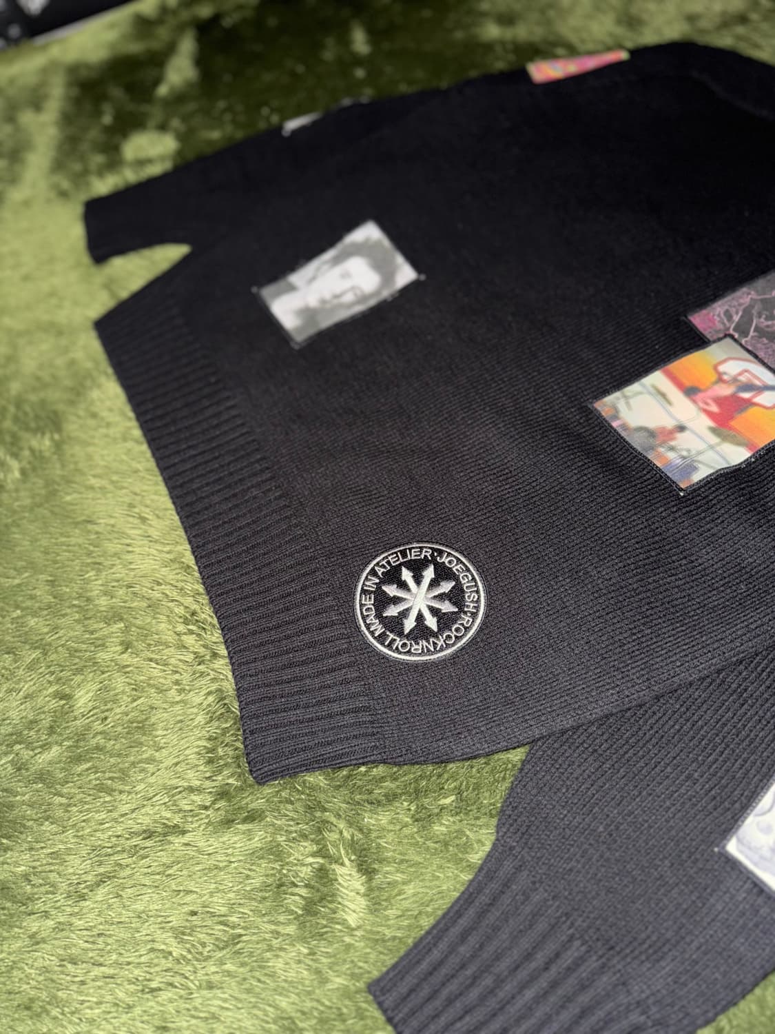 [2] JOEGUSH 조거쉬 패치 싱글 풀오버 니트 블랙 상품이미지4