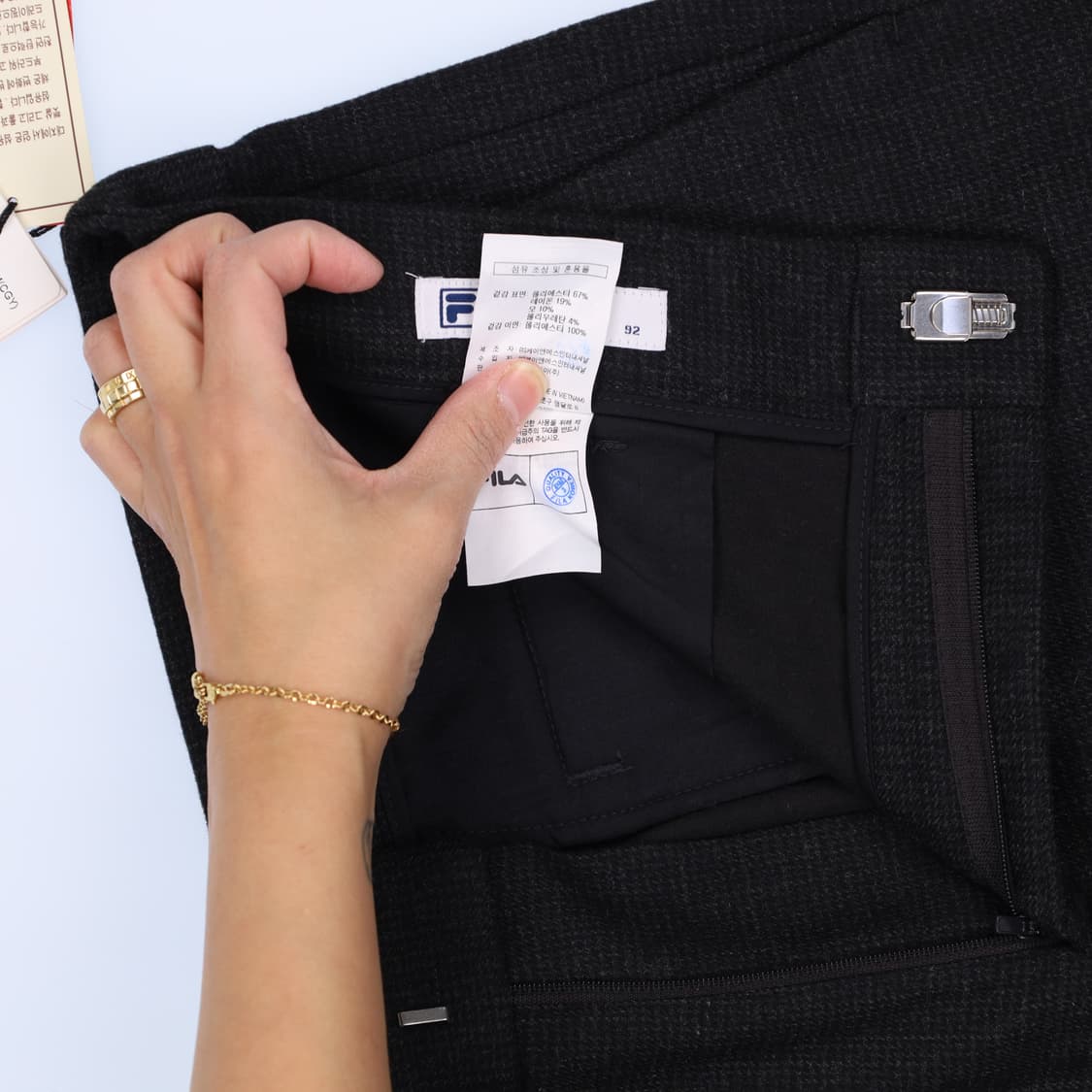 [92] 새상품 휠라 체크 기모 슬랙스 팬츠 1209H2 상품이미지5