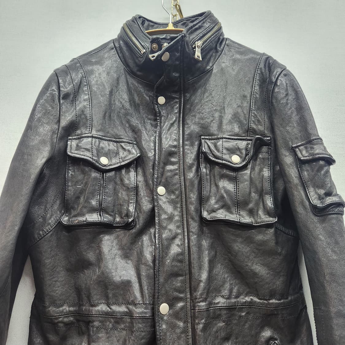 이태리 FRIENDS 양가죽100% 하이넥 가죽자켓  S 상품이미지2
